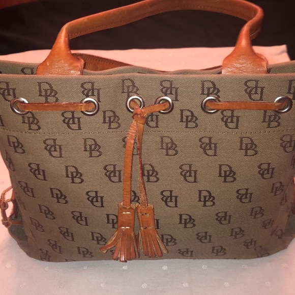 Dooney & Bourke Handbags - DOONEY & BOURKE LOGO CANVAS TOTE with LEATHER TRIM